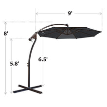 Load image into Gallery viewer, STRONG CAMEL 9 FT Solar Powered LED Cantilever Umbrella Offset Hanging Patio Umbrella w/Crank