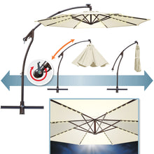Load image into Gallery viewer, STRONG CAMEL 9 FT Solar Powered LED Cantilever Umbrella Offset Hanging Patio Umbrella w/Crank