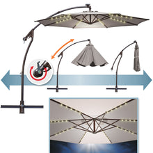 Load image into Gallery viewer, STRONG CAMEL 9 FT Solar Powered LED Cantilever Umbrella Offset Hanging Patio Umbrella w/Crank