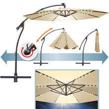 Load image into Gallery viewer, STRONG CAMEL 10ft LED Cantilever Offset Patio Umbrella Outdoor Solar Lighted Hanging Umbrella