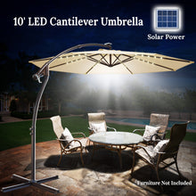 Load image into Gallery viewer, STRONG CAMEL 10ft LED Cantilever Offset Patio Umbrella Outdoor Solar Lighted Hanging Umbrella