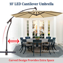 Load image into Gallery viewer, STRONG CAMEL 10ft LED Cantilever Offset Patio Umbrella Outdoor Solar Lighted Hanging Umbrella