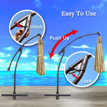 Load image into Gallery viewer, STRONG CAMEL 10ft LED Cantilever Offset Patio Umbrella Outdoor Solar Lighted Hanging Umbrella