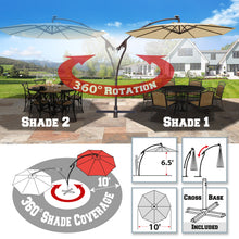 Load image into Gallery viewer, STRONG CAMEL 10ft LED Cantilever Offset Patio Umbrella Outdoor Solar Lighted Hanging Umbrella