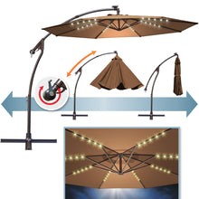 Load image into Gallery viewer, STRONG CAMEL 10ft LED Cantilever Offset Patio Umbrella Outdoor Solar Lighted Hanging Umbrella
