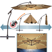 Load image into Gallery viewer, STRONG CAMEL 10ft LED Cantilever Offset Patio Umbrella Outdoor Solar Lighted Hanging Umbrella