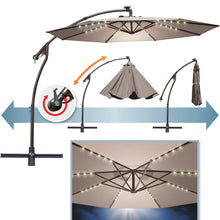 Load image into Gallery viewer, STRONG CAMEL 10ft LED Cantilever Offset Patio Umbrella Outdoor Solar Lighted Hanging Umbrella