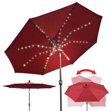 Load image into Gallery viewer, STRONG CAMEL Outdoor Battery Powered 80LED 9ft Patio Umbrella Tilt Sunshade