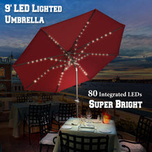 Load image into Gallery viewer, STRONG CAMEL Outdoor Battery Powered 80LED 9ft Patio Umbrella Tilt Sunshade