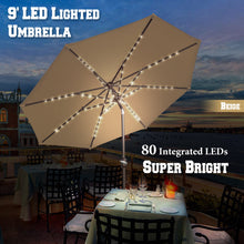 Load image into Gallery viewer, STRONG CAMEL Outdoor Battery Powered 80LED 9ft Patio Umbrella Tilt Sunshade