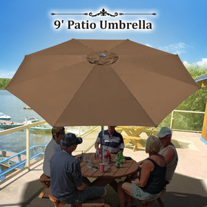 STRONG CAMEL 9' Patio 8 Ribs Outdoor Garden Market Parasol Sunshade Umbrella with Tilt and Crank