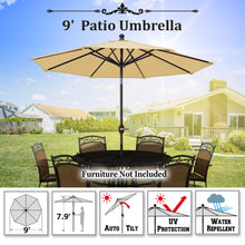 Load image into Gallery viewer, STRONG CAMEL 9ft 8 Ribs Deluxe Auto Patio Polyester Umbrella Cover with Tilt Crank Sunshade Outdoor