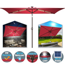 Load image into Gallery viewer, STRONG CAMEL 10x6.5ft LED Patio Umbrella Solar Power Rectangle Lighted Umbrella, w/Tilt and Crank