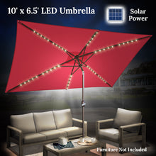 Load image into Gallery viewer, STRONG CAMEL 10x6.5ft LED Patio Umbrella Solar Power Rectangle Lighted Umbrella, w/Tilt and Crank