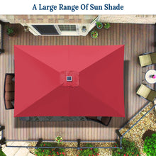 Load image into Gallery viewer, STRONG CAMEL 10x6.5ft LED Patio Umbrella Solar Power Rectangle Lighted Umbrella, w/Tilt and Crank