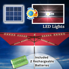 Load image into Gallery viewer, STRONG CAMEL 10x6.5ft LED Patio Umbrella Solar Power Rectangle Lighted Umbrella, w/Tilt and Crank