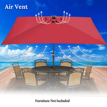 Load image into Gallery viewer, STRONG CAMEL 10x6.5ft LED Patio Umbrella Solar Power Rectangle Lighted Umbrella, w/Tilt and Crank