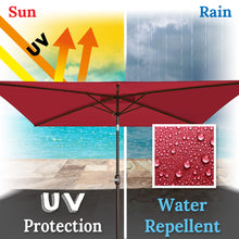 Load image into Gallery viewer, STRONG CAMEL 10x6.5ft LED Patio Umbrella Solar Power Rectangle Lighted Umbrella, w/Tilt and Crank