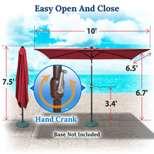 Load image into Gallery viewer, STRONG CAMEL 10x6.5ft LED Patio Umbrella Solar Power Rectangle Lighted Umbrella, w/Tilt and Crank