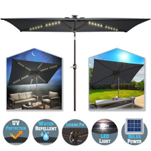 Load image into Gallery viewer, STRONG CAMEL 10x6.5ft LED Patio Umbrella Solar Power Rectangle Lighted Umbrella, w/Tilt and Crank