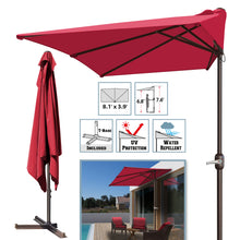 Load image into Gallery viewer, STRONG CAMEL 8.1x3.9ft 5-rib Patio Rectangle Half Wall Umbrella for outdoor