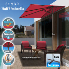 Load image into Gallery viewer, STRONG CAMEL 8.1x3.9ft 5-rib Patio Rectangle Half Wall Umbrella for outdoor