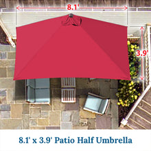 Load image into Gallery viewer, STRONG CAMEL 8.1x3.9ft 5-rib Patio Rectangle Half Wall Umbrella for outdoor