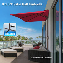 Load image into Gallery viewer, STRONG CAMEL 8.1x3.9ft 5-rib Patio Rectangle Half Wall Umbrella for outdoor