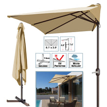 Load image into Gallery viewer, STRONG CAMEL 8.1x3.9ft 5-rib Patio Rectangle Half Wall Umbrella for outdoor