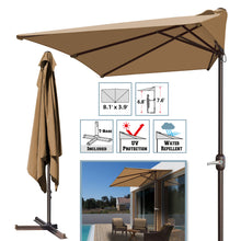 Load image into Gallery viewer, STRONG CAMEL 8.1x3.9ft 5-rib Patio Rectangle Half Wall Umbrella for outdoor