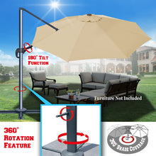 Load image into Gallery viewer, STRONG CAMEL 11.5&#39; Round Heavy Duty Cantilever Offset Umbrella Tilt 360 Rotation Patio Spa

