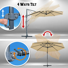 Load image into Gallery viewer, STRONG CAMEL 11.5' Round Heavy Duty Cantilever Offset Umbrella Tilt 360 Rotation Patio Spa