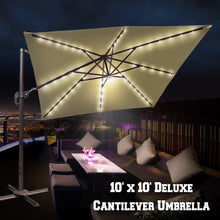Load image into Gallery viewer, STRONG CAMEL 10x10' Offset Hanging Roma Patio Solar Umbrella Pool Tilt 360 Rotation w Protect
