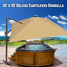 Load image into Gallery viewer, STRONG CAMEL 10x10' Offset Hanging Roma Patio Solar Umbrella Pool Tilt 360 Rotation w Protect
