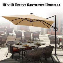 Load image into Gallery viewer, STRONG CAMEL 10x10' Offset Hanging Roma Patio Solar Umbrella Pool Tilt 360 Rotation w Protect