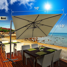 Load image into Gallery viewer, STRONG CAMEL 10x10' Offset Hanging Roma Patio Solar Umbrella Pool Tilt 360 Rotation w Protect