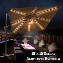 Load image into Gallery viewer, STRONG CAMEL 10x10' Offset Hanging Roma Patio Solar Umbrella Pool Tilt 360 Rotation w Protect