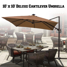Load image into Gallery viewer, STRONG CAMEL 10x10' Offset Hanging Roma Patio Solar Umbrella Pool Tilt 360 Rotation w Protect