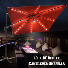 Load image into Gallery viewer, STRONG CAMEL 10x10' Offset Hanging Roma Patio Solar Umbrella Pool Tilt 360 Rotation w Protect