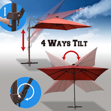 Load image into Gallery viewer, STRONG CAMEL 10x10' Offset Hanging Roma Patio Solar Umbrella Pool Tilt 360 Rotation w Protect