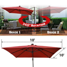 Load image into Gallery viewer, STRONG CAMEL 10x10' Offset Hanging Roma Patio Solar Umbrella Pool Tilt 360 Rotation w Protect
