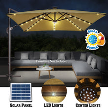 Load image into Gallery viewer, STRONG CAMEL 10'x10' LED Lights Roma Square Solar Cantilever Patio Umbrella Sunbrella Cover