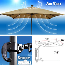 Load image into Gallery viewer, STRONG CAMEL 10&#39;x10&#39; LED Lights Roma Square Solar Cantilever Patio Umbrella Sunbrella Cover
