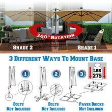 Load image into Gallery viewer, STRONG CAMEL 10'x10' LED Lights Roma Square Solar Cantilever Patio Umbrella Sunbrella Cover