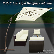Load image into Gallery viewer, STRONG CAMEL 6.5'x10' 80 LED Patio Battery Hanging Sunshade Umbrella  Canopy Outdoor