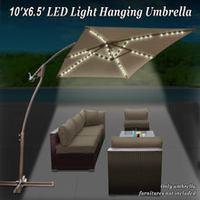 Load image into Gallery viewer, STRONG CAMEL 6.5'x10' 80 LED Patio Battery Hanging Sunshade Umbrella  Canopy Outdoor