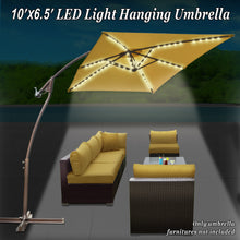 Load image into Gallery viewer, STRONG CAMEL 6.5'x10' 80 LED Patio Battery Hanging Sunshade Umbrella  Canopy Outdoor