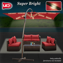 Load image into Gallery viewer, STRONG CAMEL 6.5'x10' 80 LED Patio Battery Hanging Sunshade Umbrella  Canopy Outdoor