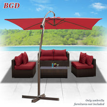 Load image into Gallery viewer, STRONG CAMEL 6.5'x10' 80 LED Patio Battery Hanging Sunshade Umbrella  Canopy Outdoor