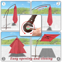 Load image into Gallery viewer, STRONG CAMEL 6.5'x10' 80 LED Patio Battery Hanging Sunshade Umbrella  Canopy Outdoor